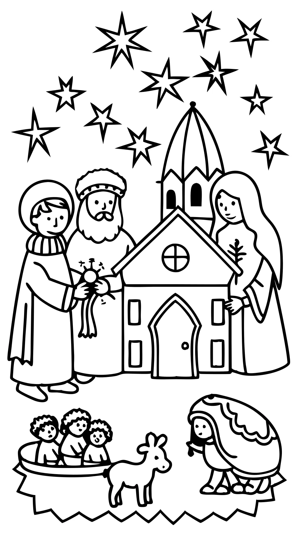 coloriage de Noël religieux